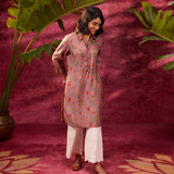 Noor Turkish Rose Pink Printed Cotton Tunic paired with white palazzo