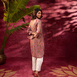 Back view of Noor Turkish Rose Pink Printed Cotton Tunic