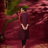 Back view of Taara Maroon Printed Viscose Silk Indo-Western Dress