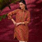 Noor Terracotta Red Printed Cotton Tunic for Women