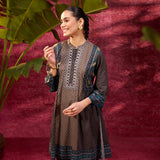 Lia Dark Teal Embroidered Cotton Modal Designer Kurta for Women