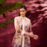 Ayeza Mauve Printed Crepe Shirt for Women