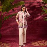 Ayeza Mauve Printed Crepe Shirt for Women