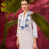 Gulbahar Powder Blue Embroidered Kurta for Women