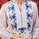 Gulbahar Powder Blue Embroidered Kurta for Women