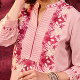 Gulbahar Light Pink Embroidered Kurta for Women