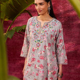 Phool Mushroom Grey Printed Kurta Set for Women