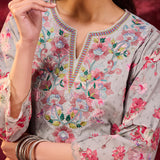 Phool Mushroom Grey Printed Kurta Set for Women