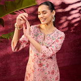 Phool Rose Pink Printed Kurta Set for Women