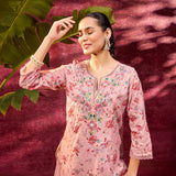 Phool Rose Pink Printed Kurta Set for Women