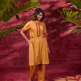 Grace Mustard Embroidered Tunic Set