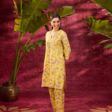 Phool Electric Yellow Printed Kurta Set for Women