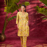 Phool Electric Yellow Printed Kurta Set for Women