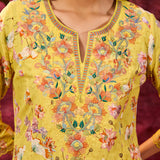 Phool Electric Yellow Printed Kurta Set for Women