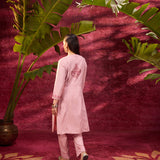 Gulaab Rose Pink Embroidered Cotton Linen Kurta Set for Women