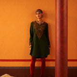 Sage Green Embroidered Woollen Kurti for Women