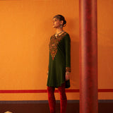 Sage Green Embroidered Woollen Kurti for Women