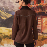 Mia Brown Monochrome Suede Shacket for Women