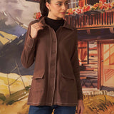 Liah Ash Brown Monochrome Brushed Fleece Shacket for Women