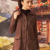 Liah Ash Brown Monochrome Brushed Fleece Shacket for Women