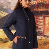 Rasha Navy Monochrome Acrylic Short Jacket for Women