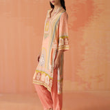 Naira Peach Printed Rayon Long Kurta for Women