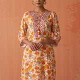 Mohini Orange Printed Rayon Co-ord Set for Women