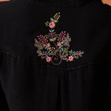 Kashni Black Embroidered Cotton Viscose Shirt for Women