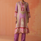 Naira Lavender Printed Rayon Long Kurta for Women