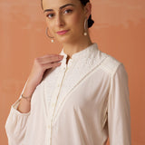 Gauhar Ivory Embroidered Shirt for Women