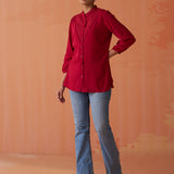 Gauhar Red Embroidered Shirt for Women