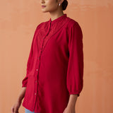 Gauhar Red Embroidered Shirt for Women