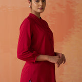 Gauhar Red Embroidered Shirt for Women