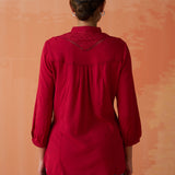 Gauhar Red Embroidered Shirt for Women