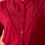 Gauhar Red Embroidered Shirt for Women