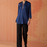 Amreen Navy Embroidered Top for Women