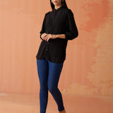 Gauhar Black Embroidered Shirt for Women