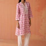 Saira Pink Embroidered Rayon Kurta Set for Women