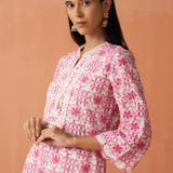 Saira Pink Embroidered Rayon Kurta Set for Women