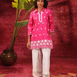 Kashni Fuchsia Embroidered Schiffli Top for
Women