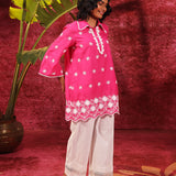 Kashni Fuchsia Embroidered Schiffli Top for
Women