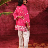 Kashni Fuchsia Embroidered Schiffli Top for
Women