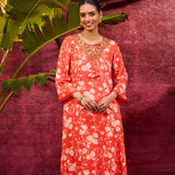 Printed rayon kurta set for women