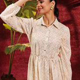 Pakeezah Cream with Green Embroidered Schiffli Indo-western Dress