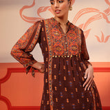 Sayoni Chocolate Brown Printed Chiffon Top for Women