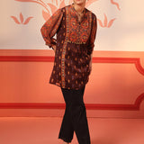 Sayoni Chocolate Brown Printed Chiffon Top for Women