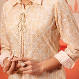 Sahiba Eggnog Printed Schiffli Shirt for Women