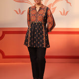 Sayoni Black Printed Chiffon Top for Women