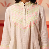 Meerab Ivory Embroidered Cotton Top for Women