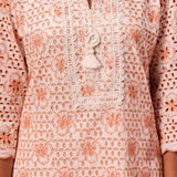 Saira Peach Embroidered Rayon Kurta Set For Women